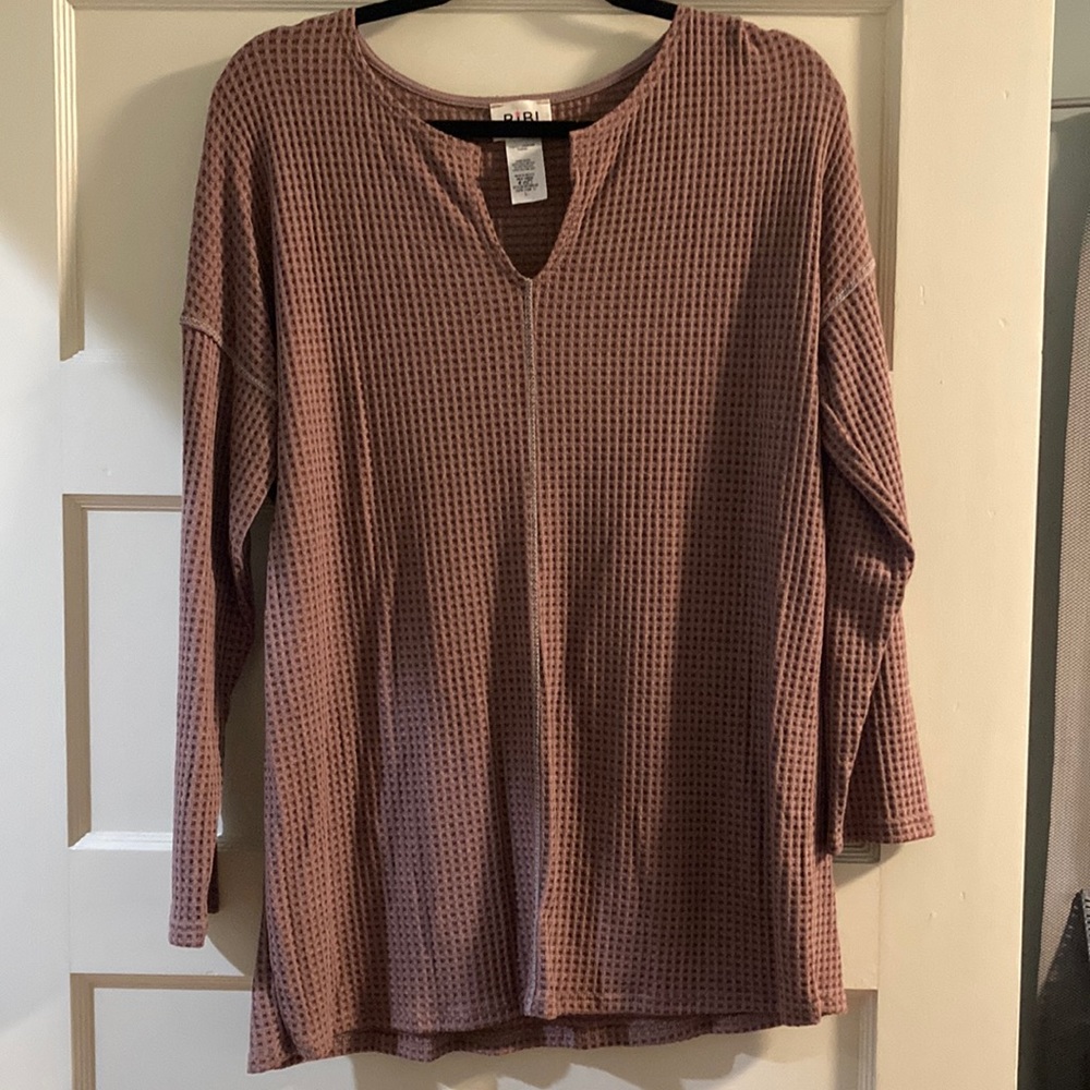 BiBi purplish gray long sleeve top